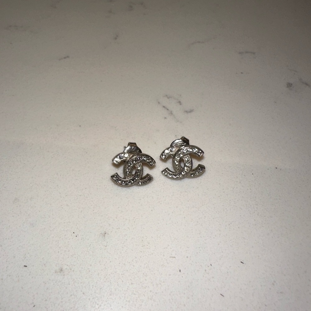 Authentic Chanel Cc Stud Earrings - image 7